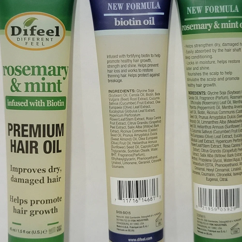 Difeel Premium Hair Oil 4pk Rosemary Mint Biotin 1.5oz Growth Treatment USA Made